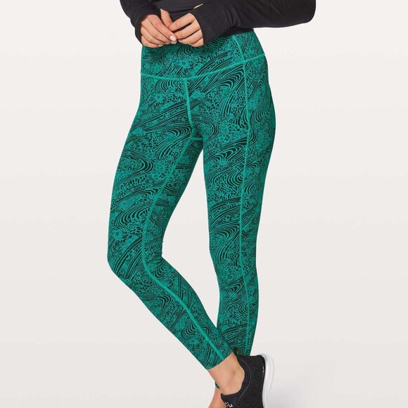 NWT Lululemon Fast and Free 7/8 Tight, Sz 6, Kitakami Veridian Green/Black - Picture 1 of 6